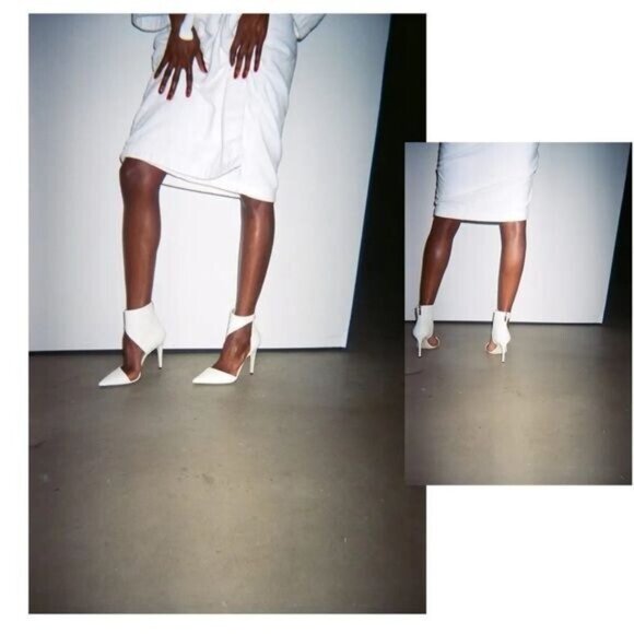 Tamara Mellon / white Belle Capretto leather pumps cutout pointed Heels - Picture 6 of 8